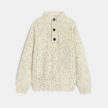 كنزة من نسيج مونّس مجدول، بني فاتح، للأولاد